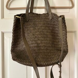 Madewell Woven Leather Tote in olive